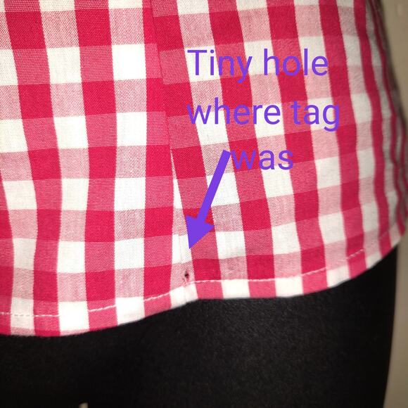 7th Ave New York & Co GINGHAM RED WHITE Halter Style Top FUNKY Checkered Sz L - Picture 6 of 15